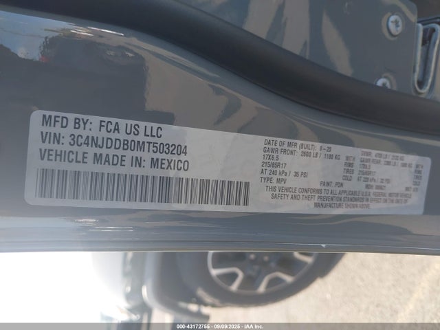 Aukcja sprzedaży 2021 Jeep Compass Trailhawk 4x4, vin: 3C4NJDDB0MT503204, numer aukcji: 43172755