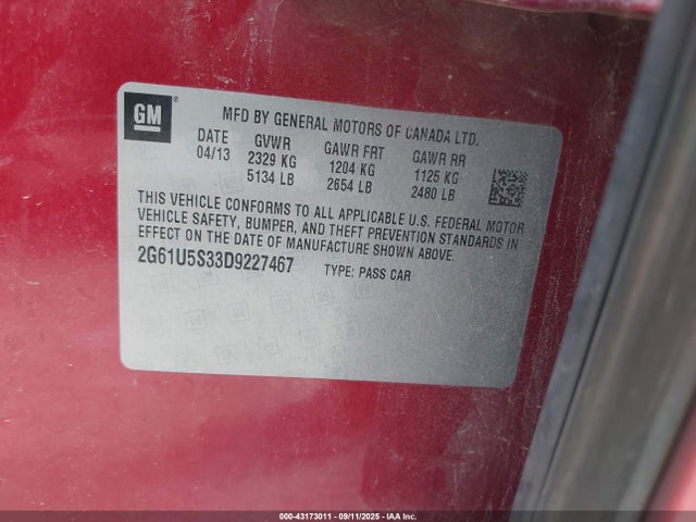 2013 CADILLAC XTS 2G61U5S33D9227467 Photo 8