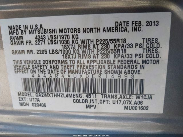 2013 MITSUBISHI OUTLANDER SPORT 4A4AR4AUXDE014993 Photo 8