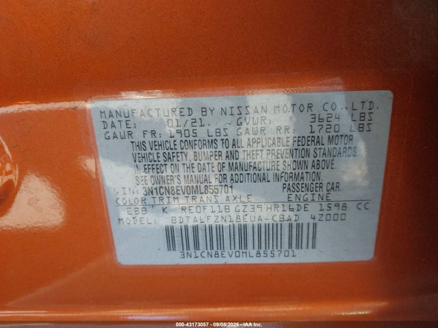 Nissan Versa Sv Xtronic Cvt 2021 3N1CN8EV0ML855701 Image 9