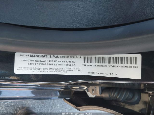 2017 MASERATI GHIBLI ZAM57RSAXH1242419 Photo 8