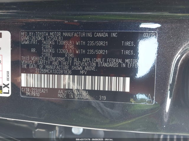 Lexus a25a-fxs 2025 2T2BBMCA1SC081836 Image 9
