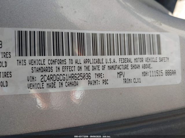 2017 DODGE GRAND CARAVAN 2C4RDGCG1HR625036 Photo 8