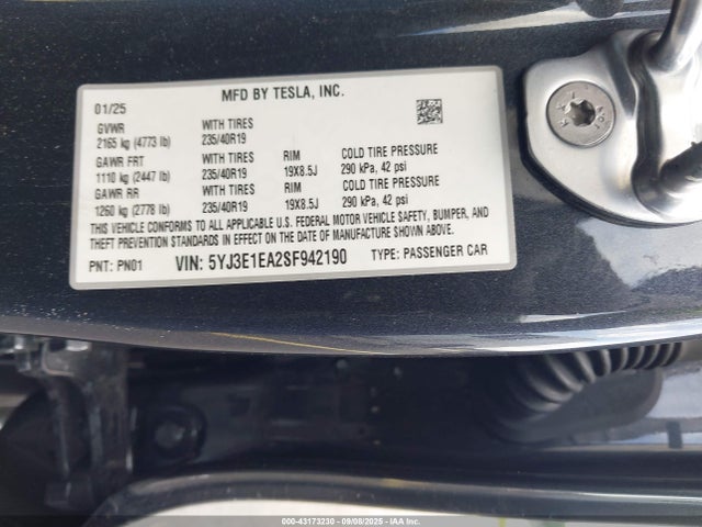 2025 TESLA MODEL 3 5YJ3E1EA2SF942190 Photo 8