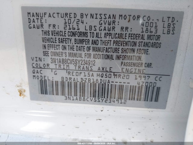 3N1AB8CV5SY234912 Nissan 2025