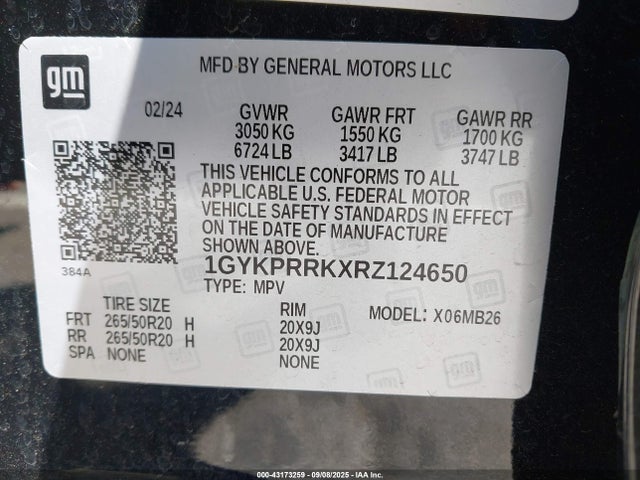 1GYKPRRKXRZ124650 Cadillac x0d + ec6