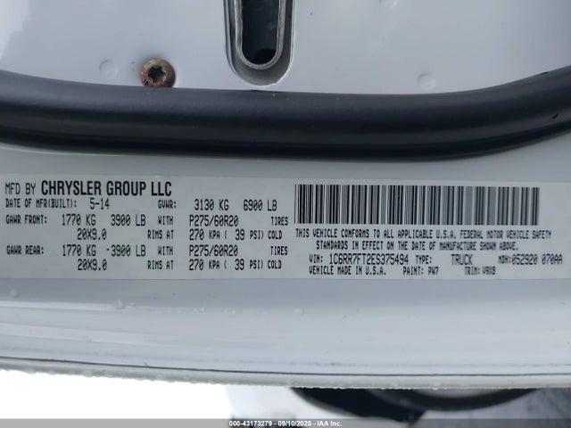 Продажа на аукционе авто 2014 Ram 1500 Express, vin: 1C6RR7FT2ES375494, номер лота: 43173279