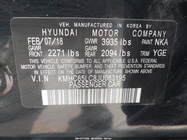 KMHC65LC8JU083195 Hyundai 2018