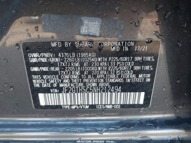 JF2GTHSC5NH212494 Subaru na