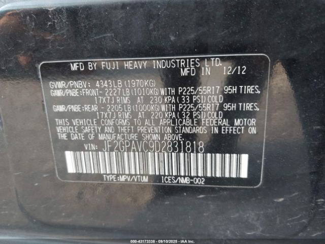 2013 SUBARU XV CROSSTREK JF2GPAVC9D2831818 Photo 8