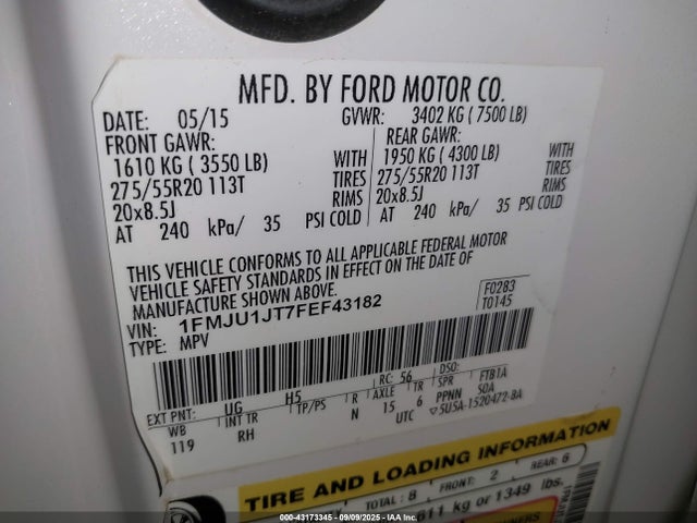 Ford Expedition 2015 1FMJU1JT7FEF43182 Image 9
