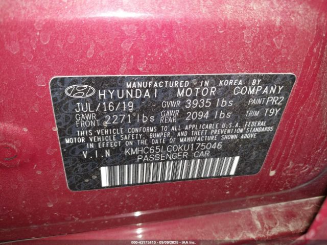 2019 HYUNDAI IONIQ HYBRID KMHC65LC0KU175046 Photo 8