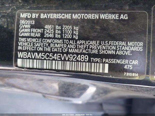 WBAVM5C54EVV92489 BMW X1