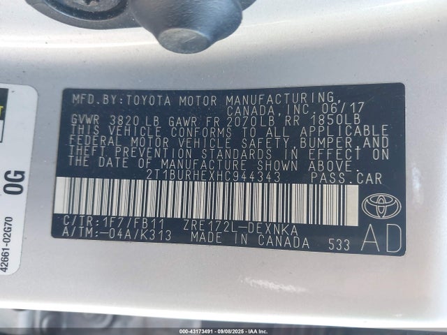 2T1BURHEXHC944343 Toyota 2zr-fe