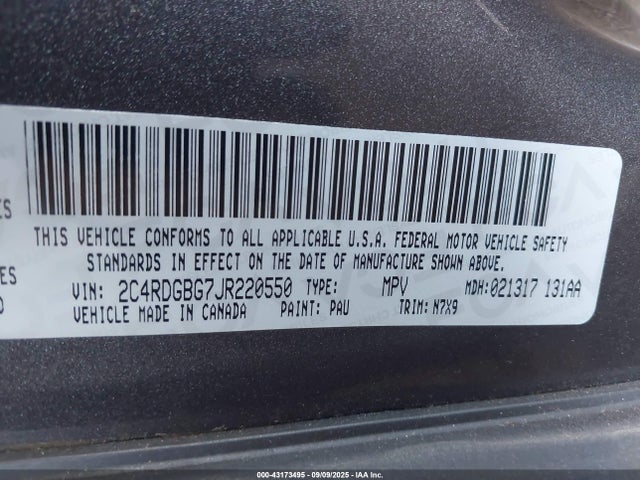 2C4RDGBG7JR220550 Dodge 2018