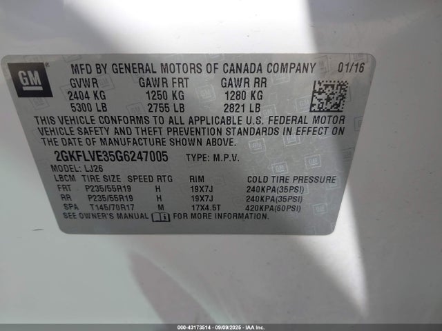 2GKFLVE35G6247005 GMC lfx - sidi, vvt, e85 max, aluminum