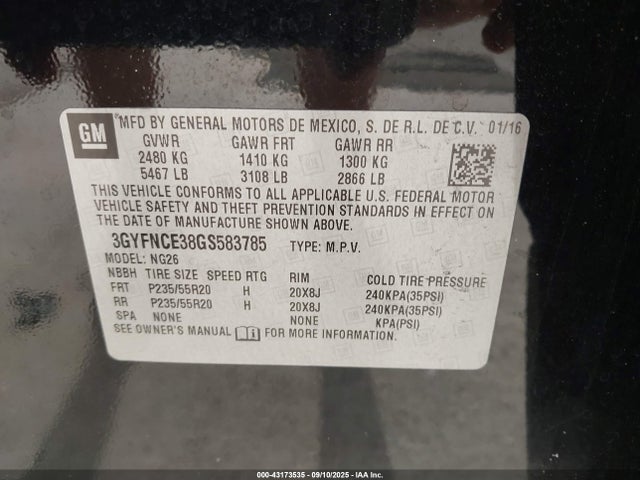 2016 CADILLAC SRX 3GYFNCE38GS583785 Photo 8