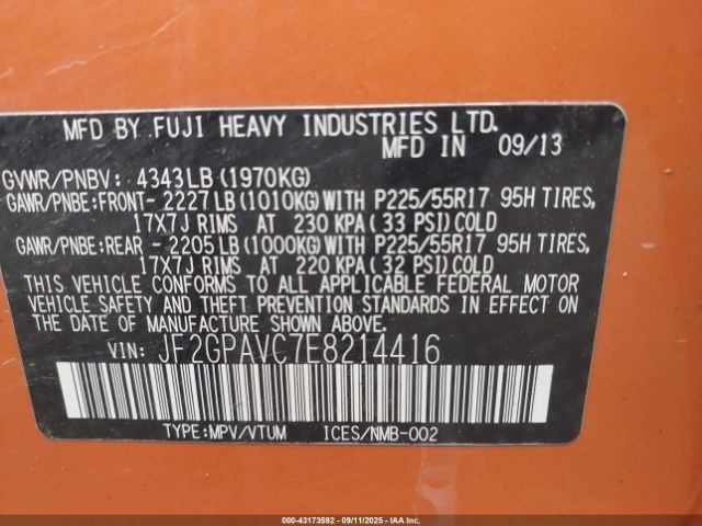 2014 SUBARU XV CROSSTREK JF2GPAVC7E8214416 Photo 8