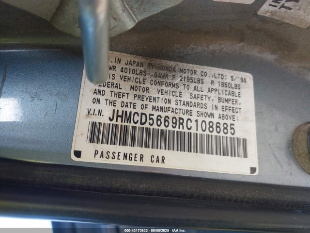 1994 HONDA ACCORD JHMCD5669RC108685 Photo 8