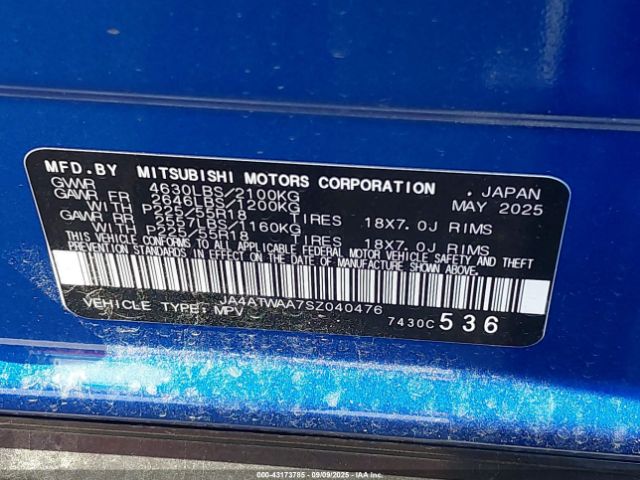 2025 MITSUBISHI ECLIPSE CROSS JA4ATWAA7SZ040476 Photo 8