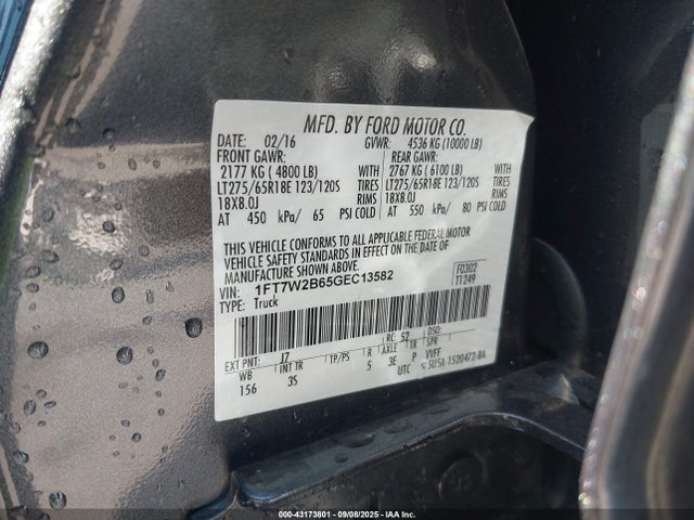 1FT7W2B65GEC13582 Ford 2016