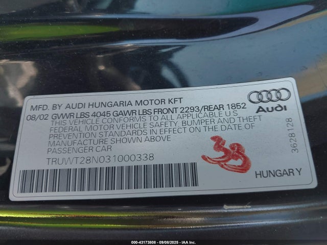 2003 AUDI TT TRUWT28N031000338 Photo 8