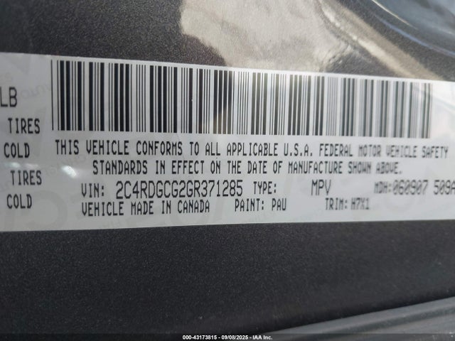 2C4RDGCG2GR371285 Dodge 2016