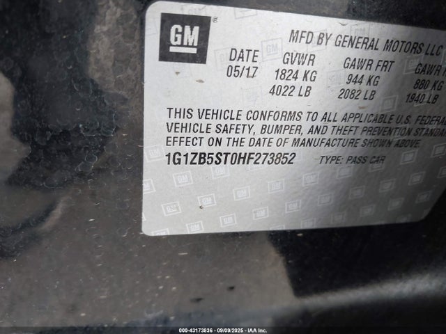 1G1ZB5ST0HF273852 Chevrolet lfv - di: direct injection, vvt: variable valve timing, gen 1
