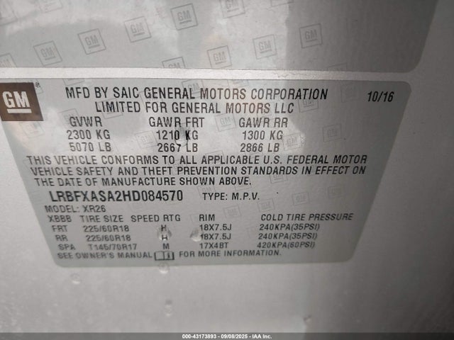 Buick lcv -sidi: spark ignited direct injection, vvt: variable valve timing, e85 max, e0-e100, alum, dcvcp 2017 LRBFXASA2HD084570 Image 9