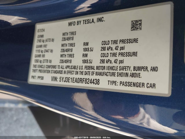2024 TESLA MODEL 3 5YJ3E1EA0RF824438 Photo 8