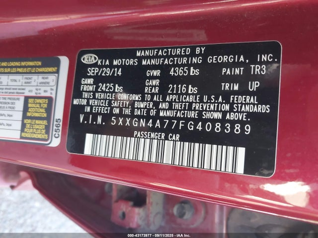 5XXGN4A77FG408389 KIA dohc gdi theta ii