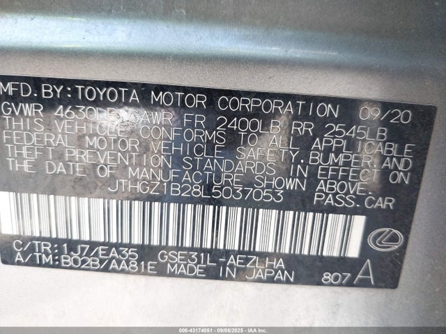 JTHGZ1B28L5037053 Lexus 2gr-fks