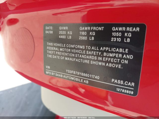 2008 SAAB 9-3 YS3FB79Y686011740 Photo 8