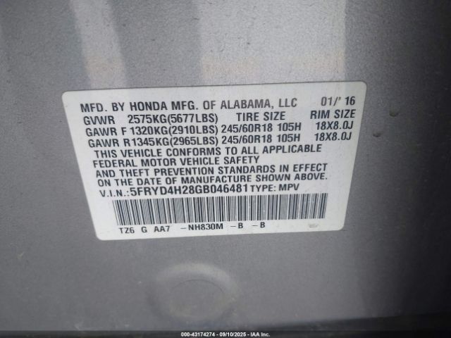2016 ACURA MDX 5FRYD4H28GB046481 Photo 8