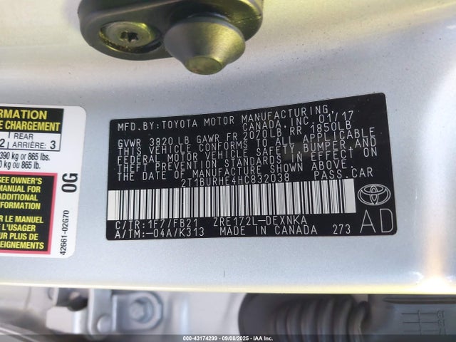 Toyota 2zr-fe 2017 2T1BURHE4HC832038 Image 9