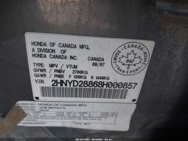 2008 ACURA MDX 2HNYD28868H000857 Photo 8