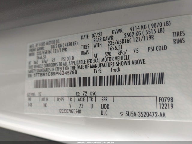 1FTBR1C89PKB45798 Ford 3.5l v6 cyclone