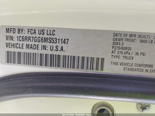 RAM 2021 2021 1C6RR7GG6MS531147 Image 9