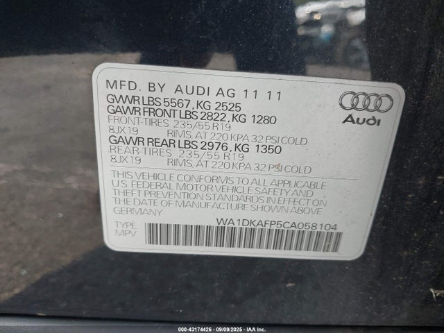 2012 AUDI Q5 WA1DKAFP5CA058104 Photo 8