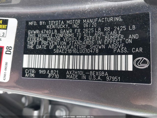 Lexus a25a-fxs, 3nm 2020 58AE21B16LU010478 Image 9