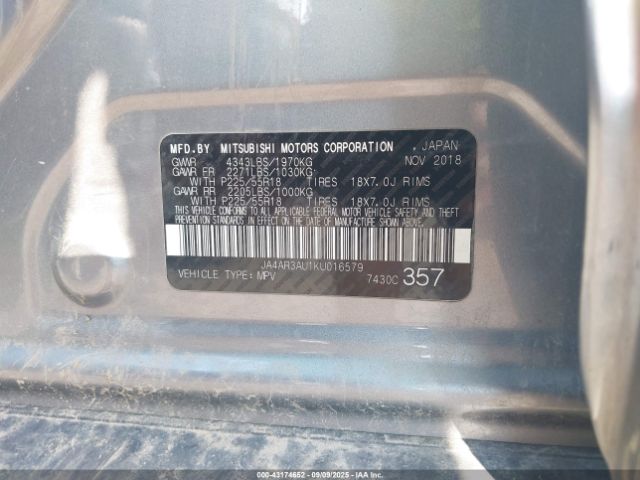 2019 MITSUBISHI OUTLANDER SPORT JA4AR3AU1KU016579 Photo 8