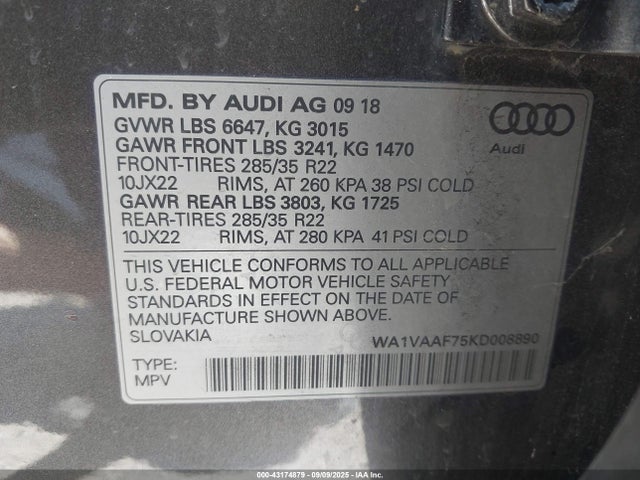 2019 AUDI Q7 WA1VAAF75KD008890 Photo 8