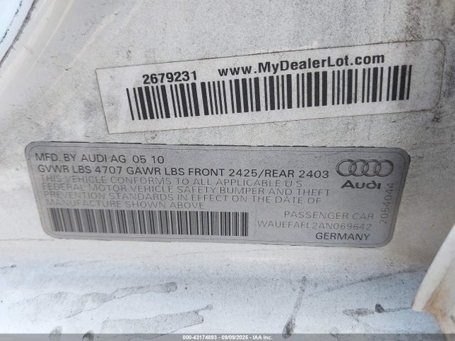 2010 AUDI A4 WAUEFAFL2AN069642 Photo 8
