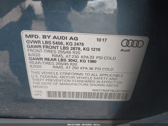 2018 AUDI Q5 WA1CNAFY6J2070541 Photo 8
