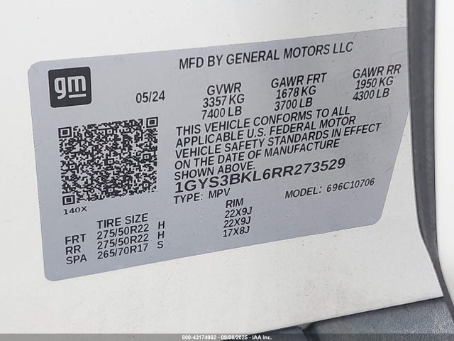 2024 CADILLAC ESCALADE 1GYS3BKL6RR273529 Photo 8