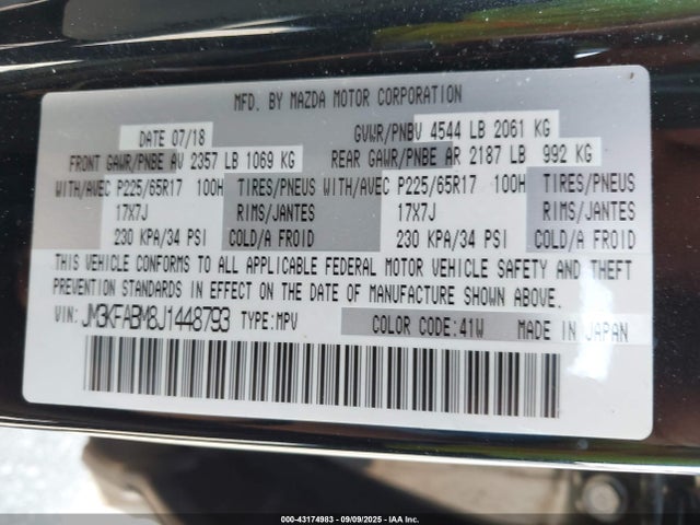 JM3KFABM8J1448793 Mazda py cylinder deactivation