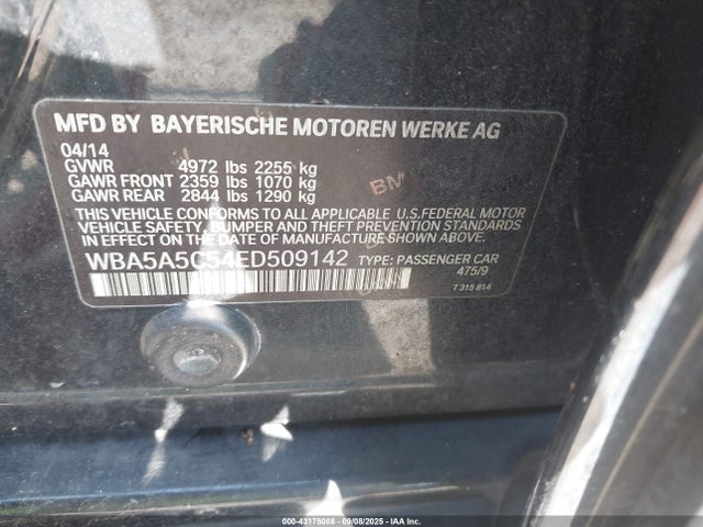 BMW 528I 2014 WBA5A5C54ED509142 Image 9