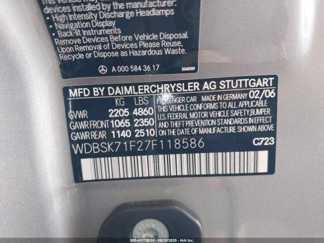 2007 MERCEDES-BENZ SL 550 WDBSK71F27F118586 Photo 8