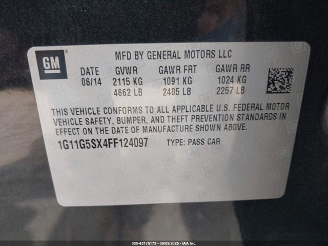 1G11G5SX4FF124097 Chevrolet ltg