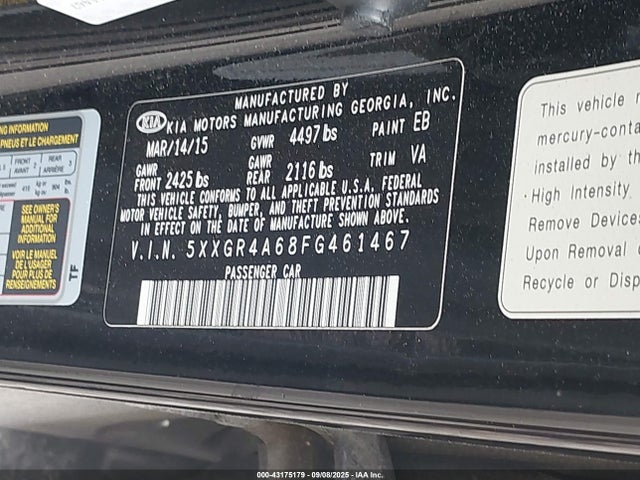 5XXGR4A68FG461467 KIA dohc t-gdi theta-ii